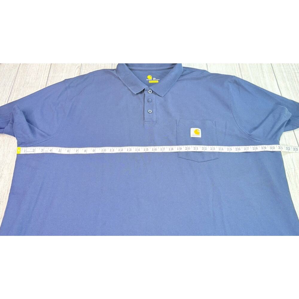 Carhartt Men’s Polo Shirt Logo Pocket Original Fit Short Sleeve Navy Size 4XL - Picture 3 of 6